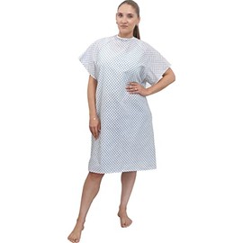 12 Pack - White Hospital Gown with Back Tie/Hospital Patient Robe with Ties Wholesale - One Size Fits All