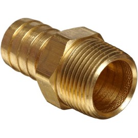 Anderson Metals-57001-0608 Brass Hose Fitting, Connector, 3/8" Barb x 1/2" Male Pipe
