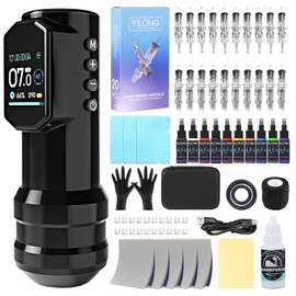 Wireless Tattoo Kit – Cordless Tattoo Pen with 1500mAh Battery, 4.0mm Stroke, LED Color Screen Tattoo Machine Kit with Two Replaceable Rubber Rings for Professional & Beginner Tattoo Artists