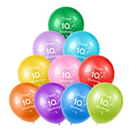 10th Birthday Balloons 10PCS, 12" Latex Assort Multicolour Number Birthday Balloons, Digit Balloons, Number 10 Balloons for Boys Girls Kids 10 Year Old Birthday Party Decorations, 10th Birthday Gifts