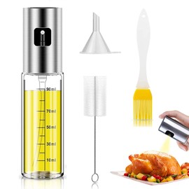 ZEACCT Ölsprüher Flasche, Öl sprüher mit Skala, Transparent Essig Spritzer Ölspender, Essig Spender 100ml Öl Sprühflasche Auslöser Glasflasche für Grillen, Salat Machen, Kochen, BBQ, Braten g