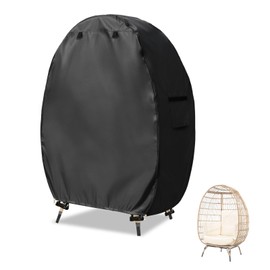 Sobana Outdoor Egg Chair Cover with Double Zipper,Waterproof Dust Proof Anti-UV Egg Chair Covers for Wicker Patio Basket Chairs(Black,Cover Only)