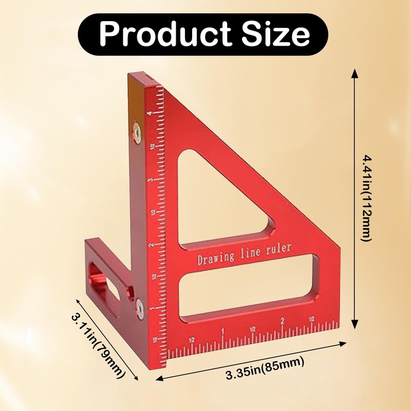 3D Multi Angle Measuring Ruler, 45° & 90° Degree Triangle