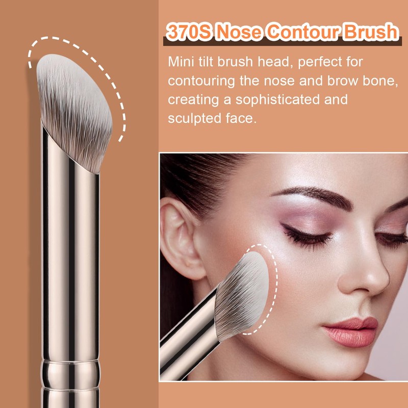 TEOYALL Mini Nose Contour Brush, Synthetic Under Eye Concealer Brush
