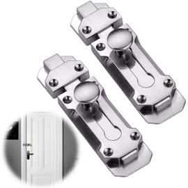 2 Pcs Door Latch 3inch Retro Slide Door Bolts for Internal Door Stylish and Durable Bolt Lock for Bathroom Bedroom Doors Cupboards & Storage Units(Brushed Silver)