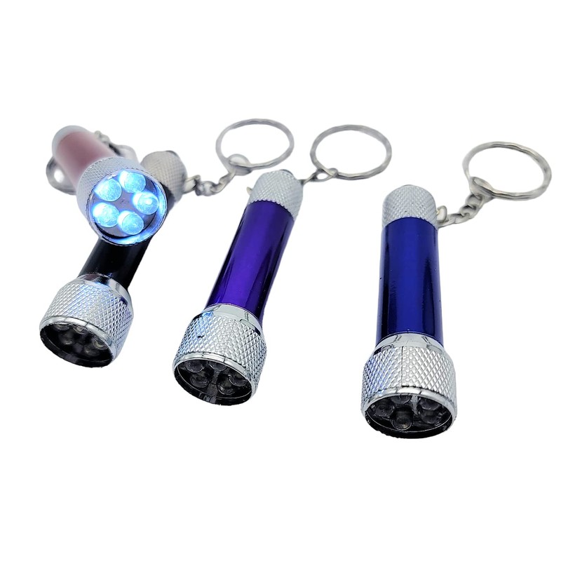 2.5" Flashlight Keychain (12 Pack) 5 LED Lights Bright Flash