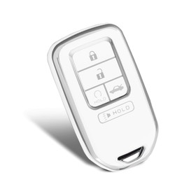 WORCAS Soft TPU Key Fob Cover Case Compatible with Honda Accord Civic CR-V CRV Pilot Passport Insight EX EX-L 5 Button keyless Entry Remote Control Smart Key(Silver-White)