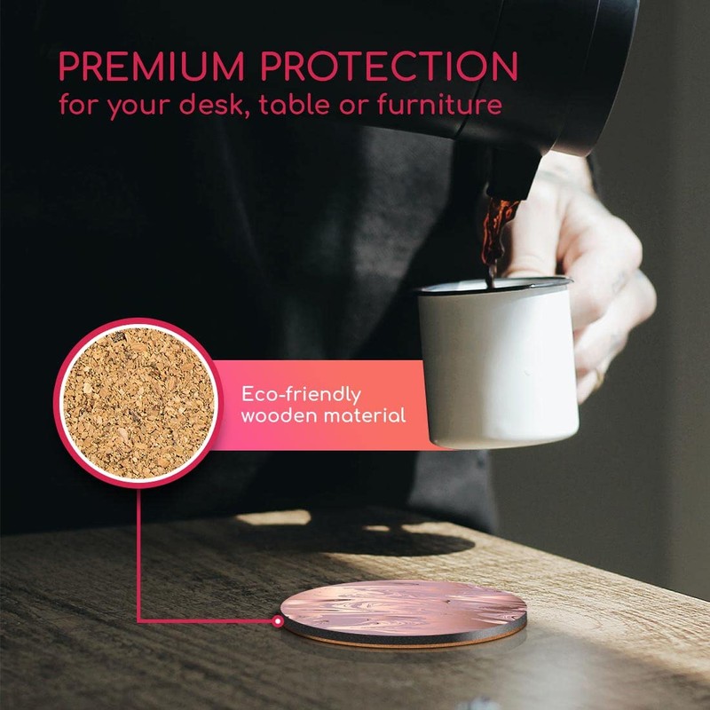 1 x Round Coaster - Rose Gold Marble Pattern Pretty