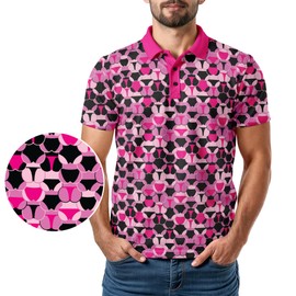 Crude Funny Golf Polo Shirts - Men UPF Dry Fit Performance Moisture Wicking Hawaiian Quick Dry Stretch Disc Shocker Glove