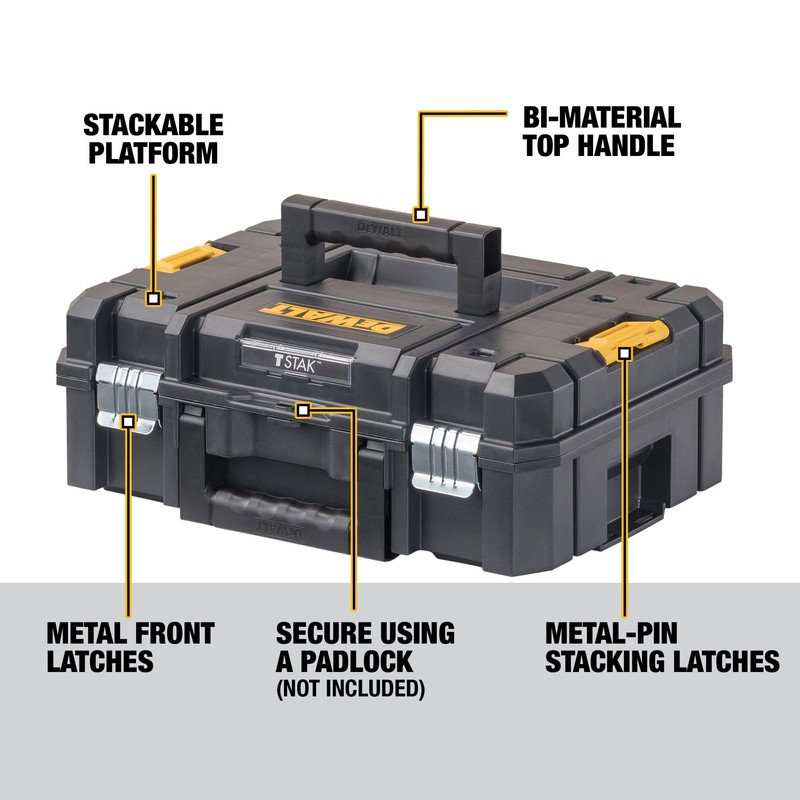 DEWALT TSTAK II Tool Box, Flat Top Tool Storage Case,