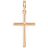 14K Solid Rose Gold Traditional Simple Religious Cross Pendant Necklace,