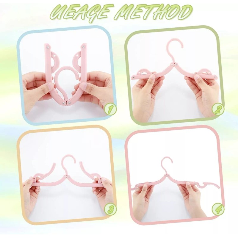 Travel Ready 8 Pack Plastic Folding Travel Hangers Durable Slim