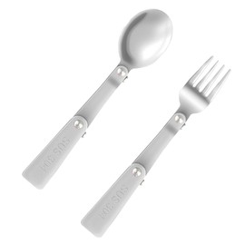 2 Pcs Folding Spoon and Fork,304 Stainless Steel Spork Portable Camping Cutlery,Foldable Fork for Outdoors Picnic Thermos Travel Tableware