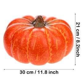 Gresorth 11.8 Inch Artificial Large Pumpkin Vegetable Decoration Lifelike Fall Simulation Model Fake Realistic Orange Fruit Display Store Centerpieces