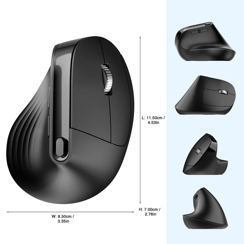 Wireless Vertical Mouse, 2.4G Advanced Ergonomic Mouse with USB Receiver,
