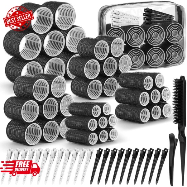 Qinzave 65 PCS Hair Curler Rollers with 5 Sizes Self-Grip