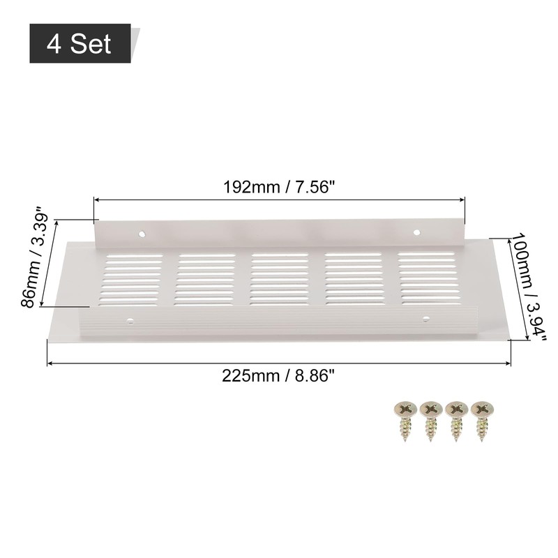 sourcing map 4Pcs Rectangle Ventilation Grille Aluminum Alloy Mesh Air