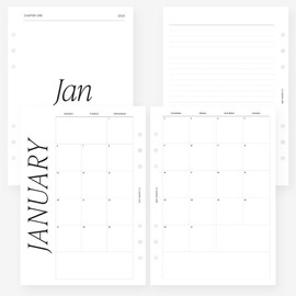 A5 2025 Month on Two Pages Monthly Planner Insert Agenda Refill for 6 ringed A5 Filofax, Kikki K, LV GM agendas (Monthly Classic (Monday Start, Separable Months))
