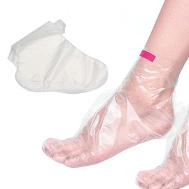 100 calzini usa e getta in plastica con adesivi, fodere per il bagno in cera di paraffina, per pedicure, per trattamenti termali dei piedi, borse per maschere per piedi per uso domestico e salone