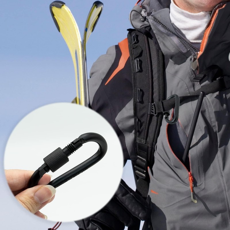 4pcs Locking Carabiner,Clips, Key Clip,D-Ring Carabiners with Screw Lock, Duty