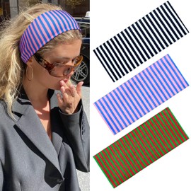Tumurup Headbands for Women's, Non-Slip Wide Head Bands Adult Women, Breathable Sweat-Wicking Hair Bands Sports & Daily Hair Accessories (3-Pack, Striped Headband)