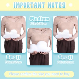 Unittype 3 Pcs Clouds Shaped Throw Decorative Pillows Cute Soft Cloud Pillows White Waist Rest Cushion Lovely Floor Cushion Reading Pillows 2 Size Girls Kids Cloud Pillow