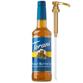 Torani Sugar Free Coffee Syrup, Peanut Butter Cup for Drinks, Zero Calorie, Pump Included, 25.4 Fl Oz