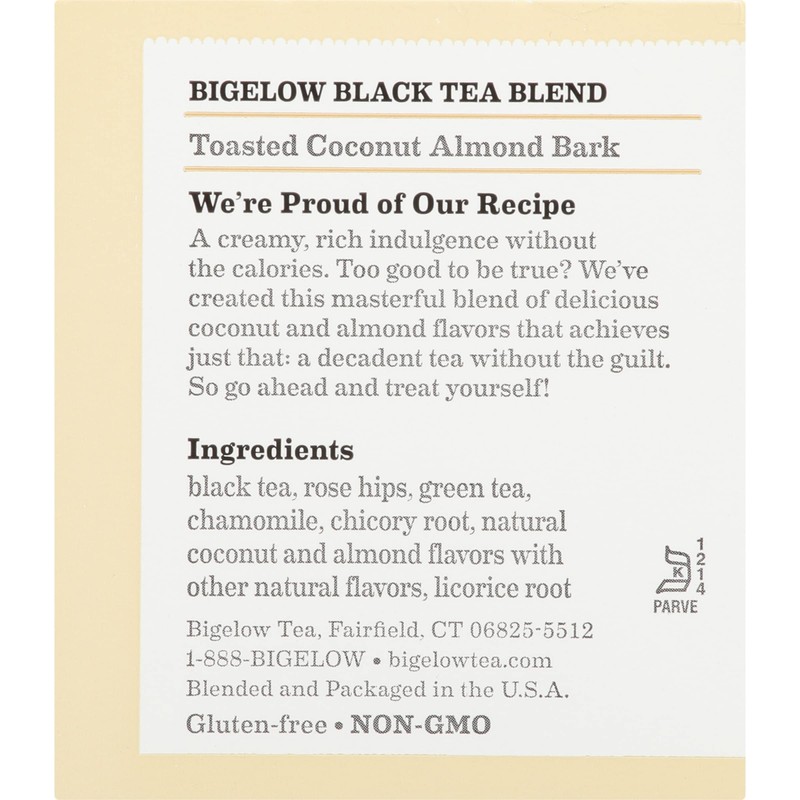 Bigelow Toasted Coconut Almond Bark 36 Tea Bags (2 boxes