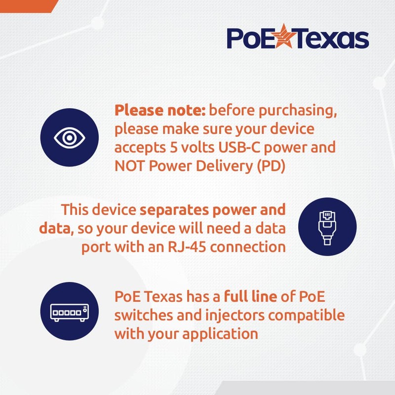 PoE Texas PoE+ Power for USB-C Devices, Including Google WiFi