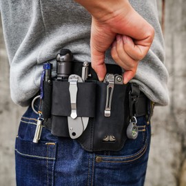 ST1 Leather Multitool Sheath - EDC Belt Organizer for Leatherman Tools, Flashlight, Pen, and Keychain Clip, Durable and Stylish, Great for Work and Daily Use, Ideal Gift for Men