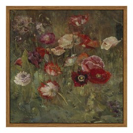 InSimSea Square Framed Canvas Wall Art, Flower Classical Floral Scenic Oil Painting Canvas Wall Art Prints, Desk Decor Artwork, Rustic Wall Decor for Bedroom Bathroom, Office 10"x10"