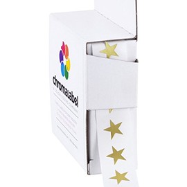 ChromaLabel 3/8 Inch Color-Code Star Stickers, 1000 Labels per Dispenser Box, Metallic Gold