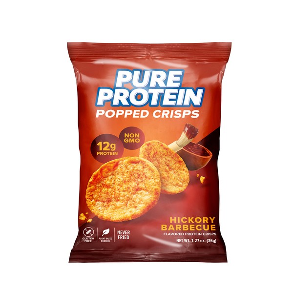 Pure Protein Popped Crisps, Hickory Barbeque, High Protein Snack, 12G Protein, 1.27oz., 12 Count