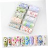 Healeved 40rolls Floral Nail Art Decals Easy Transfer Stickers for