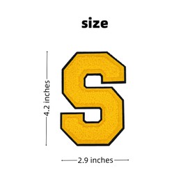 1 PCS 4.2" Yellow Chenille Letter Patches, Iron on Patches for Hats Clothes Bags Backpacks Jeans, Initial Patches Large Varsity Letter. (Letter S)