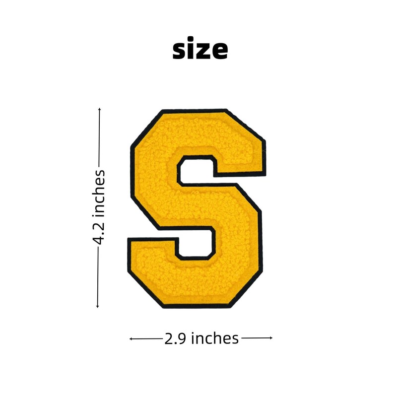1 PCS 4.2" Yellow Chenille Letter Patches, Iron on Patches