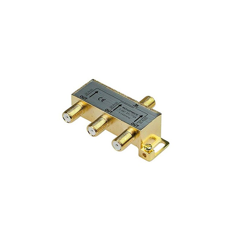 Monoprice Premium 3-Way Coax Cable Splitter - F-Type Screw, for