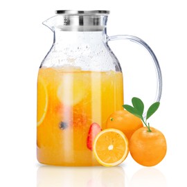 Vekonn Glass Water Pitcher with Lid and Spout, 68 Ounces Heat Resistant Borosilicate Glass Carafe, Temperature Safe
