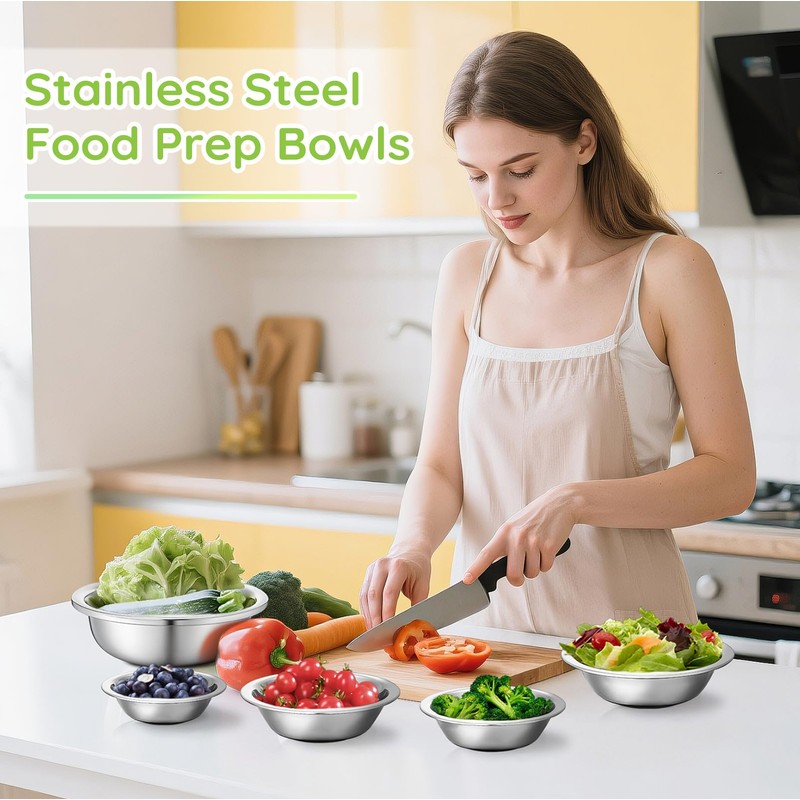 Offiper 304(18/8) Stainless Steel Mixing Bowls for Kitchen, 4 Pack