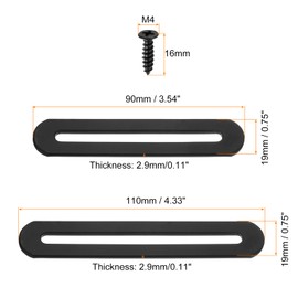 sourcing map 8IN1 Adjustable Flat Mending Plate Support with Single Slot, 4Pcs 3.54 Inch+4Pcs 4.33 Inch Stainless Steel Slotted Straight Brace Brackets for Wooden Furniture, Black
