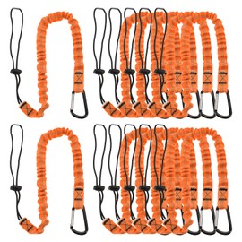 MECCANIXITY Retractable Tool Lanyard 3ft with Single Aluminum Buckle and Adjustable Loop End, Maximum Weight Limit 10KG / 22lb, Safety Fall Protection Tools Leash, Orange 12 Pack