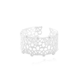 SUGARKITTEN LONDON Sterling Silver CZ Filigree Lace Floral Wide Open Band Ring II