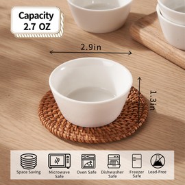 Meideal Porcelain Dipping Bowls Set, 12 Pack Ceramic Soy Sauce Dish, 2.7 Oz White Small Dip Bowl, Mini Serving Bowl for Side Dishes, Ketchup, Appetizer, Soy, Sushi, BBQ Party, Condiment (Round)