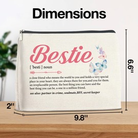 YeleY Bestie Gifts Makeup Bag, Thank You Gift for Bestie BFF Soul Sister, Bestie Appreciation Gift Cosmetic Bag Bestie Friendship Makeup Zipper Pouch