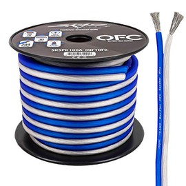 Skar Audio 10 Gauge (AWG) Elite Oxygen-Free Copper Audio Speaker Wire - 30 Feet (Blue/White)