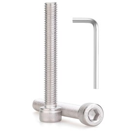 M3 x 60mm 10 Pcs Socket Head Cap Screws, 304 Stainless Steel, Fully Threaded, Bright Finish, Allen Socket Drive, Din 912, Includes Hex Wrench, for Furniture, DIY, 3D Printing