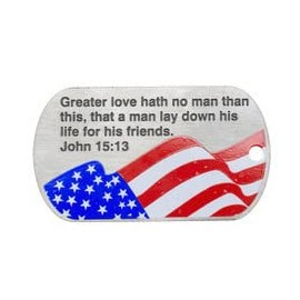 John-Flag Stainless Steel Dog Tag Necklace-John 15:13 (4 Pack)