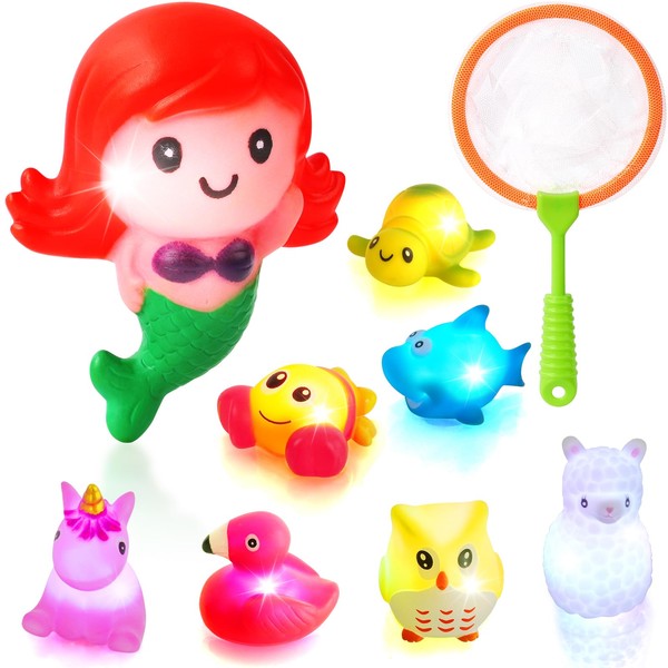 Ainiv Bath Toys, 9 Pieces Floating LED Illuminated Bath Toys