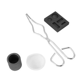 Set of 4 Graphite Crucible Kit, Graphite Melting Pot + Tong + Bowl + Combo Ingot Torch Melting Kit Mould