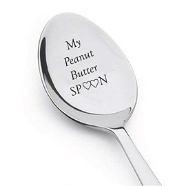 My Peanut Butter Spoon With Two Little Heart - Engraved Spoon Stainless Steel Silverware Flatware Unique Birthday Easter Basket Gifts For Boy Girl Mom Dad Kids - unique gifts - I love you - mom gift
